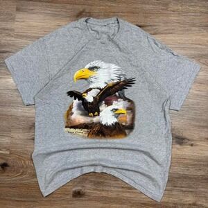 Vintage 90s grey eagle nature‎ graphic tee